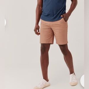 Pact Organic Cotton Canvas Drawstring Shorts Men Large 7” Inseam Orange Casual